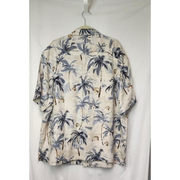 Caribbean Hawaiian Shirt Multicolor Cream/Blue Palm Trees Button Down 2XB NWT - Picture 9 of 11